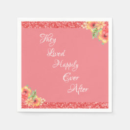 ピンクコーラルかわいらしフローラ スタンダードカクテルナプキン