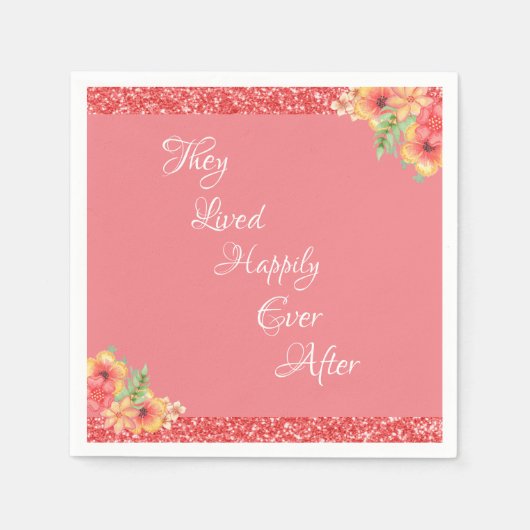 ピンクコーラルかわいらしフローラ スタンダードカクテルナプキン (正面)