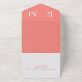 ピンクコーラルとホワイトモノグラムの結婚式の招待状- オールインワン招待状 (外側)