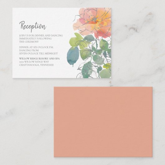 ピンクコーラルウォーター色フローラボホ結婚ズ エンクロージャーカード (正面/裏面)