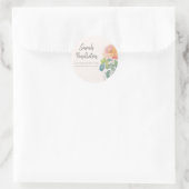 ピンクコーラルウォーター色フローラボーホスタイルアドレス ラウンドシール (バッグ)