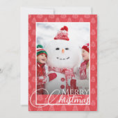 ピンクコーラルクリスマスツリーホリデーフォト シーズンカード (正面)