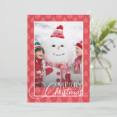 ピンクコーラルクリスマスツリーホリデーフォト シーズンカード (スタンド正面)