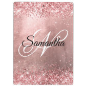 ピンクコーラルグリッターファンシーモノグラムバラゴールドフォイル クリップボード (裏面)