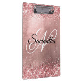ピンクコーラルグリッターファンシーモノグラムバラゴールドフォイル クリップボード (右)