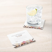 ピンクコーラルシーシェル真珠ヒトデ流木 スクエアペーパーコースター (インサイチュ)