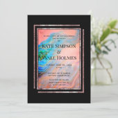 ピンクコーラルターコイズアゲートウェディングパーティー招待状 招待状 (スタンド正面)