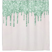 *~*ピンクコーラルドリップミントグリッターAP7  シャワーカーテン (正面)