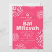 ピンクコーラルバルミツワーフォトスターバストはっきりしたGroovy 招待状 (正面)