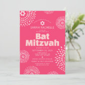 ピンクコーラルバルミツワーフォトスターバストはっきりしたGroovy 招待状 (スタンド正面)