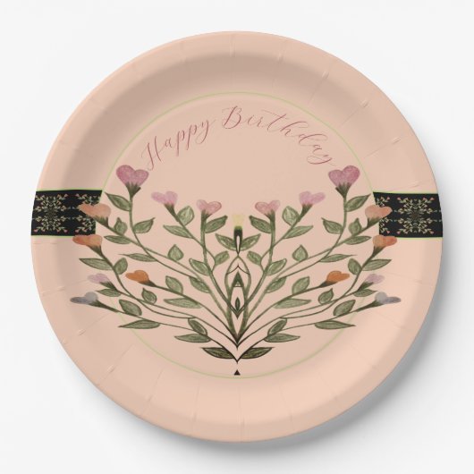 ピンクコーラルパステル ペーパープレート (正面)