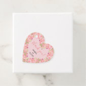 ピンクコーラルフローラ結婚ハート フェイバータグ (インサイチュ)