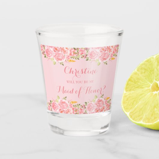 ピンクコーラルフローラ結婚披露宴 ショットグラス (正面)