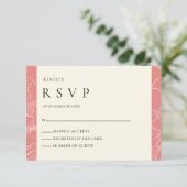 ピンクコーラルボタニカルミニマリスト結婚式RSVP 出欠カード (スタンド正面)