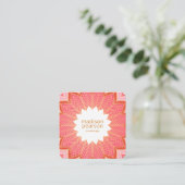 ピンクコーラルロータスマンダラフラワーヨガ先生 スクエア名刺 (スタンド正面)