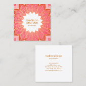 ピンクコーラルロータスマンダラフラワーヨガ先生 スクエア名刺 (正面/裏面)