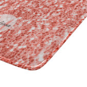 ピンクコーラル暗いグリッタースパークルズモノグラム カッティングボード (角)