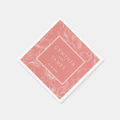 ピンクコーラル ボタニカル ミニマリスト ウェディング スタンダードカクテルナプキン (角)