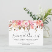 ピンクコーラル 水彩花 リハーサルディナー 招待状 (スタンド正面)