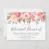 ピンクコーラル 水彩花 リハーサルディナー 招待状 (正面)