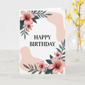 ピンクコーラル 誕生日カード カード (黄色い花)