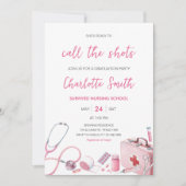 ピンクコール看護卒業式パーティー 招待状 (正面)