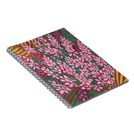 ピンクコーンジンジャーアルピニアトロピカルフラワーズフローラ ノートブック (右側)