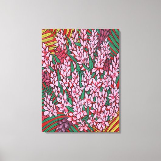 ピンクコーンジンジャーアルピニア熱帯花フローラ キャンバスプリント (正面)