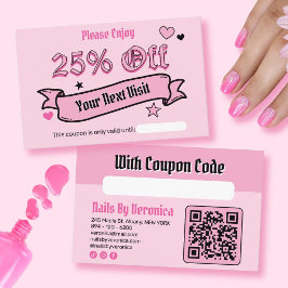 ピンクゴシックネイルサロン割引クーポンカード 25%オフ 割引カード
