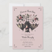 ピンクゴシック不気味ブラックこうもりブライダルシャワー 招待状 (正面)