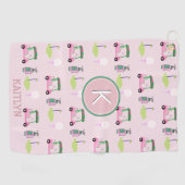 ピンクゴスタイリッシュルフデザイン名前をカスタムするモノグラム ゴルフタオル (横)