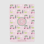 ピンクゴスタイリッシュルフデザイン名前をカスタムするモノグラム ゴルフタオル (正面)