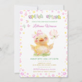 ピンクゴムアヒル赤ちゃんシャワーテンプレート 招待状 (正面)