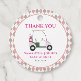 ピンクゴモダンルフベビーシャワー フェイバータグ