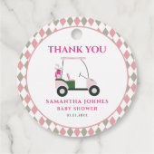 ピンクゴモダンルフベビーシャワー フェイバータグ (裏面)