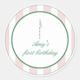 ピンクゴルフありがとうステッカー ラウンドシール