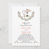 ピンクゴルフをテーマにしたフローラとハート結婚ズ 招待状 (正面)