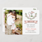 ピンクゴルフをテーマに日付を保存 セーブザデート (正面/裏面)