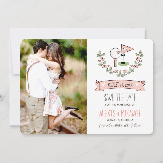 ピンクゴルフをテーマに日付を保存 セーブザデート (正面)