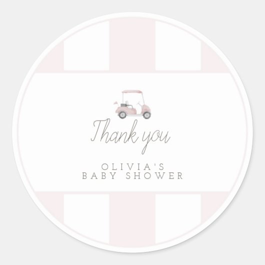 ピンクゴルフカートのギフトシール ラウンドシール (正面)