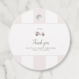 ピンクゴルフカートのギフトメッセージカード フェイバータグ