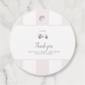 ピンクゴルフカートのギフトメッセージカード フェイバータグ (正面)