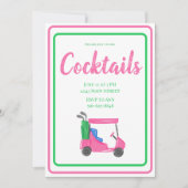 ピンクゴルフカートカクテルパーティーPInkグ縁どリーン 招待状 (正面)