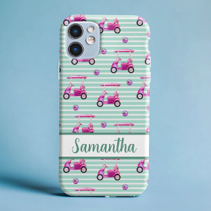 ピンクゴルフカートティール(緑がかった色)ゴパーソナライズされたーフ iPhone 16ケース