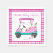 ピンクゴルフカートベビー供給ベビーシャワー スタンダードカクテルナプキン (正面)
