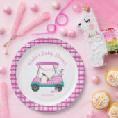 ピンクゴルフカートベビー供給ベビーシャワー ペーパープレート (パーティー)