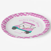 ピンクゴルフカートベビー供給ベビーシャワー ペーパープレート (アングル)