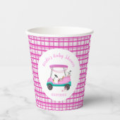 ピンクゴルフカートベビー供給ベビーシャワー 紙コップ (正面)