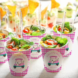 ピンクゴルフカートベビー供給ベビーシャワー 紙コップ