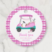 ピンクゴルフカートベビー用品ベビーシャワーありがとう フェイバータグ (正面)